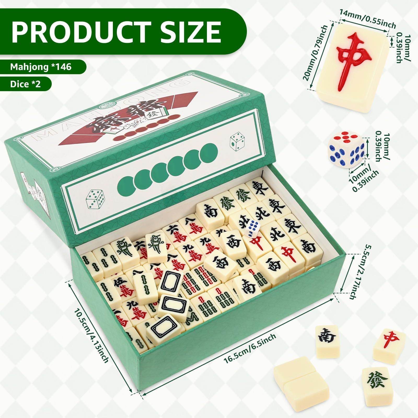 Amazon | Powanfity 麻雀牌 144枚 麻雀セット 2*1.4*1cm ミニサイズ